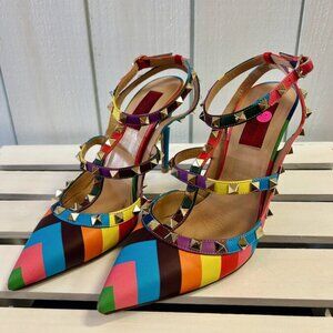 Valentino Garavani Rainbow Chevron Stud Heels